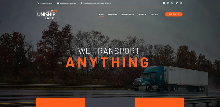 Uniship Cargo website design and development project